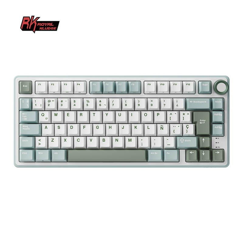 Teclado Gaming Royal Kludge RKR75 ISO-ES Hot-Swappable Switch Silver Speed Skycyan