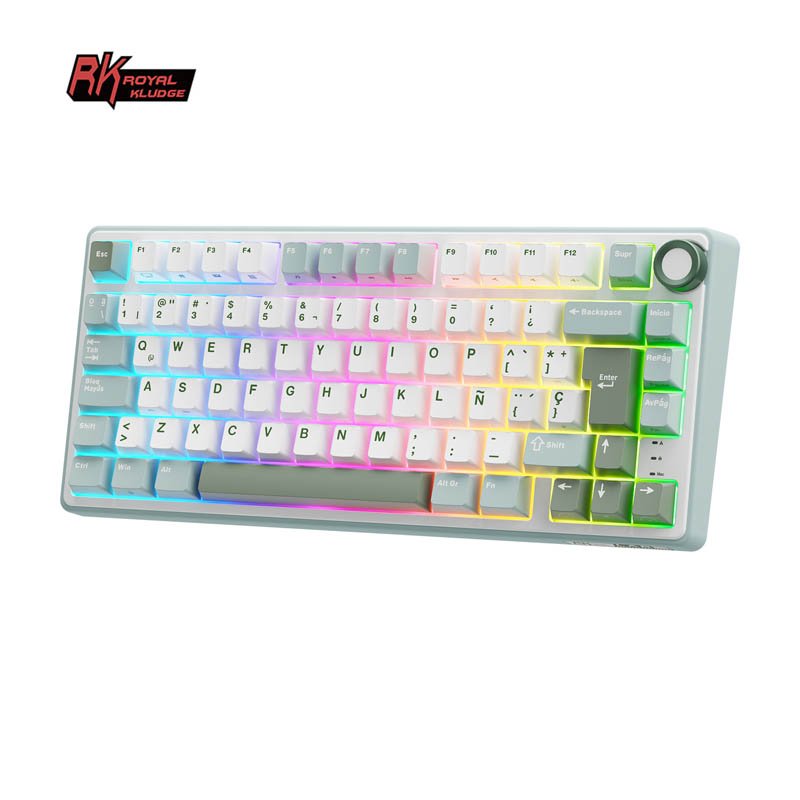 Teclado Gaming Royal Kludge RKR75 ISO-ES Hot-Swappable Switch Silver Speed Skycyan - Imagen 2