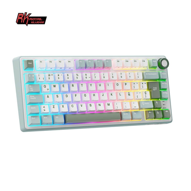Teclado Gaming Royal Kludge RKR75 ISO-ES Hot-Swappable Switch Silver Speed Skycyan - Imagen 3